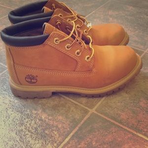 Woman’s waterproof Timberland boots.
